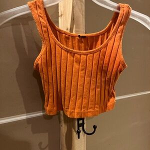 Vibrant Orange Ribbed Crop Top